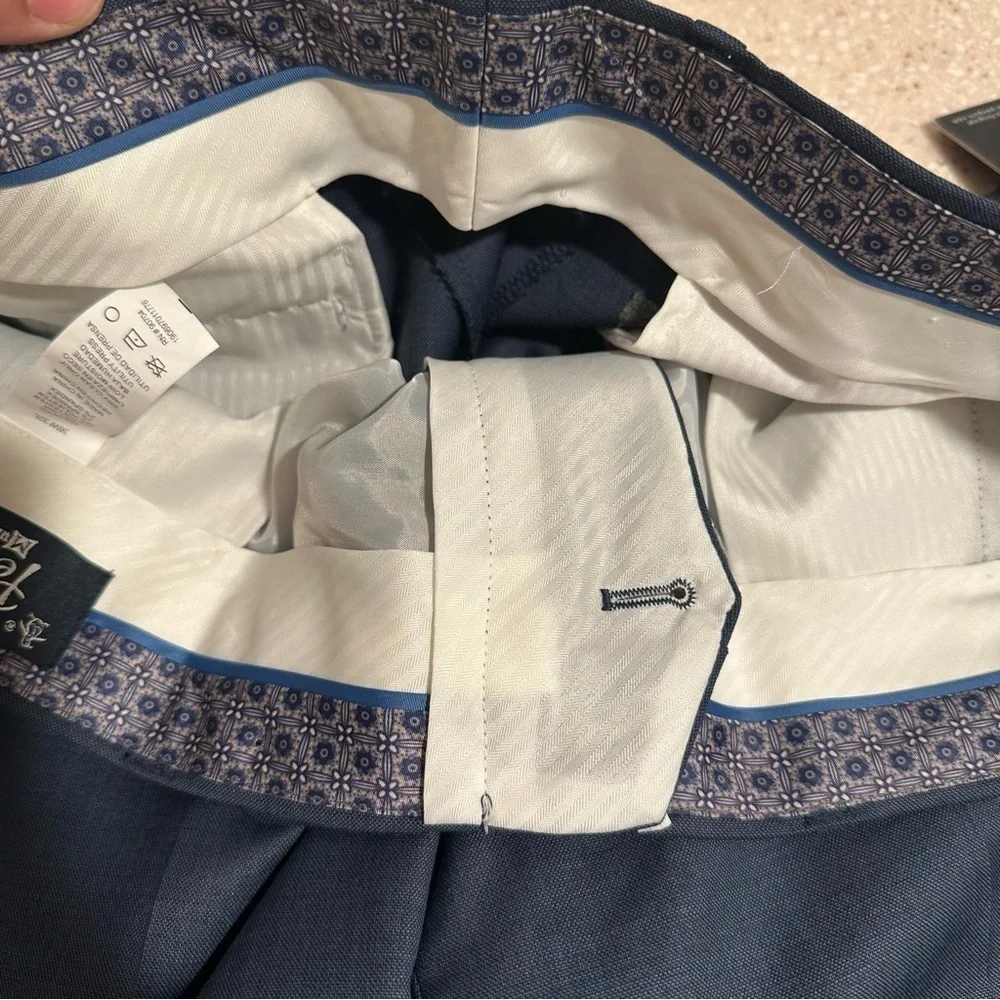 NWT Original Penguin Men’s Dress Pants Blue Shark Wool Slim Fit Stretch 36x32